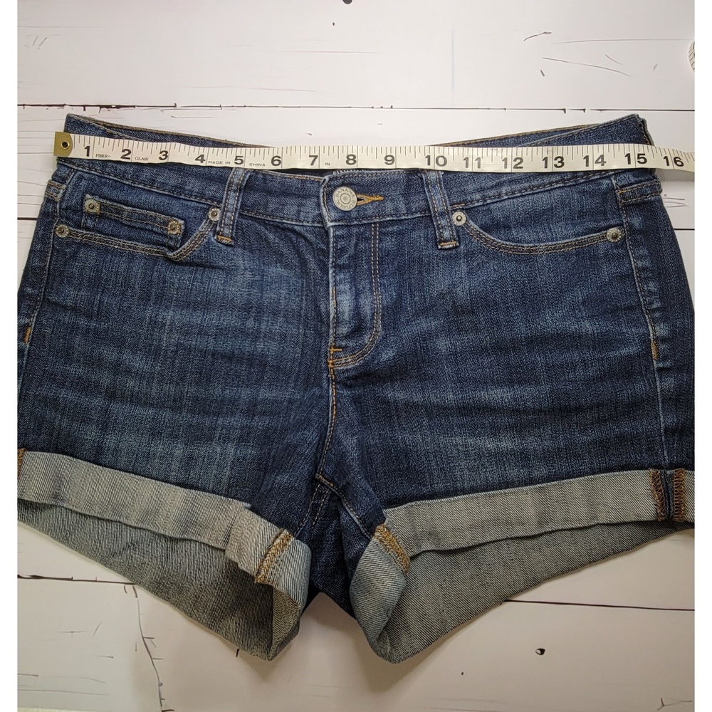 Banana Republic dark wash blue rolled cuff denim shorts womens size 4/27